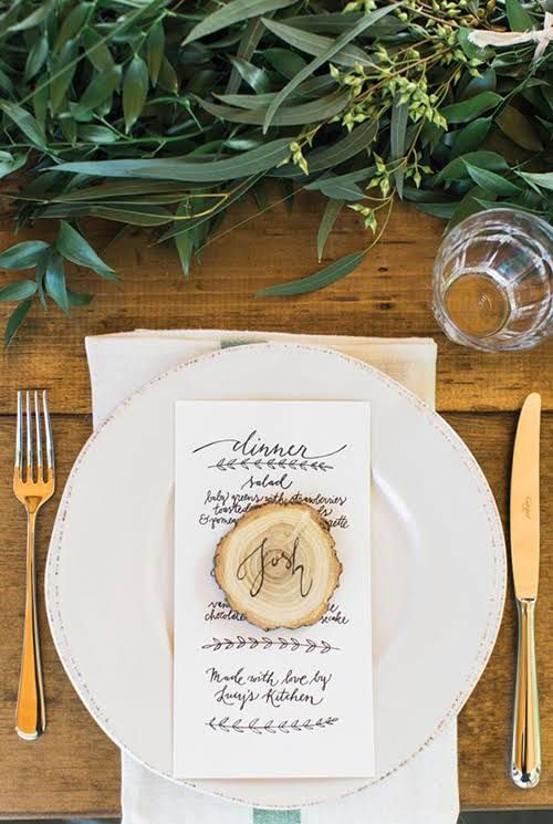wood slice place card