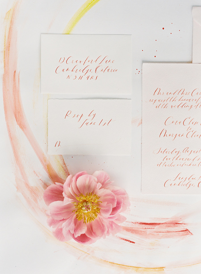 This wedding shoot was inspired by the bright spring colors and bold florals