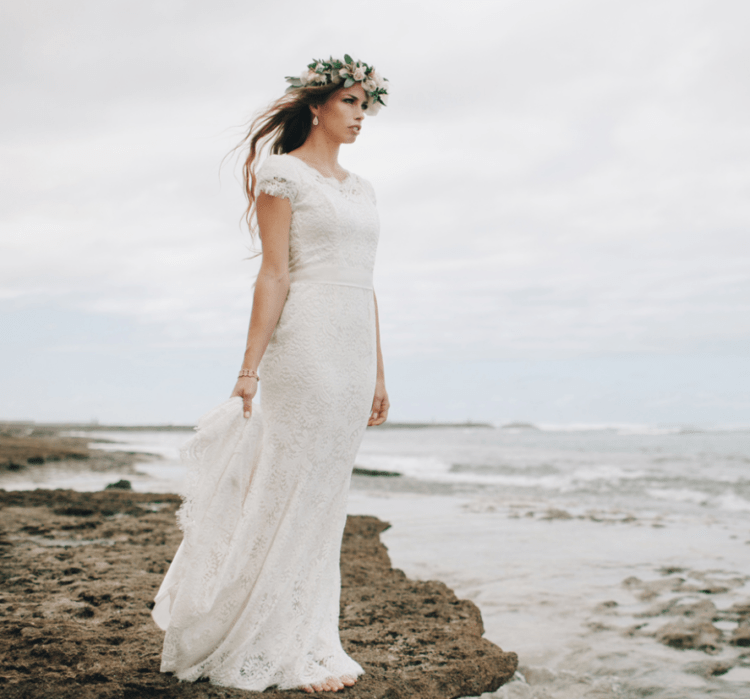 all-lace cap sleeve sheath wedding dress
