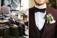 04 The groom was wearing a chic suit from The Black Tux in burgundy shade