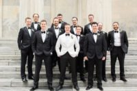 04 The groomsmen were wearign black tuxedos, and the groom was rocking a white one