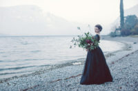 04 The second bride prefered a black wedding dress with a lace bodice and a layered tulle skirt