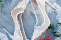 05 Look at these stunning bridal lace heels, they are just pure elegance and perfection