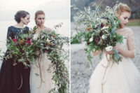 06 Chic messy bouquets with olive branches reminded of Tuscan hills