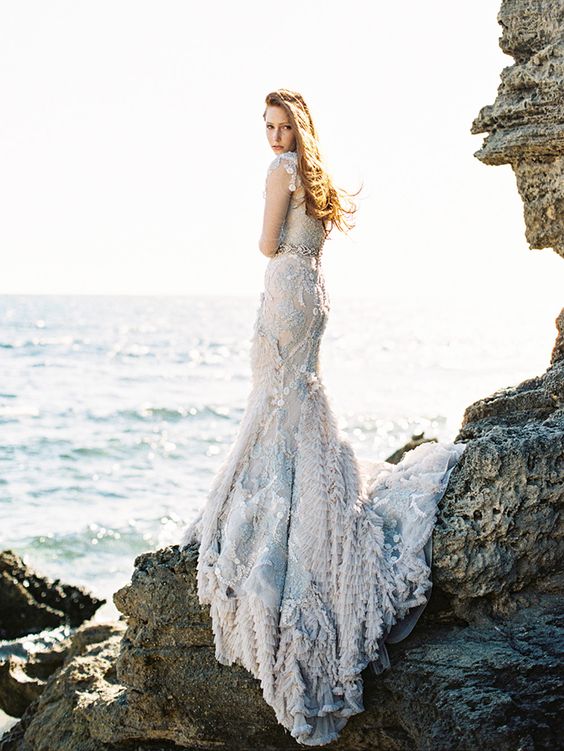 light blue sea foam inspired wedding dress