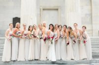 07 The bridal party rocked neutral mismatching dresses, it’s a huge trend in the wedding world now