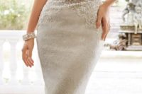 08 thin strap lace heavily embellished sheath wedding dress