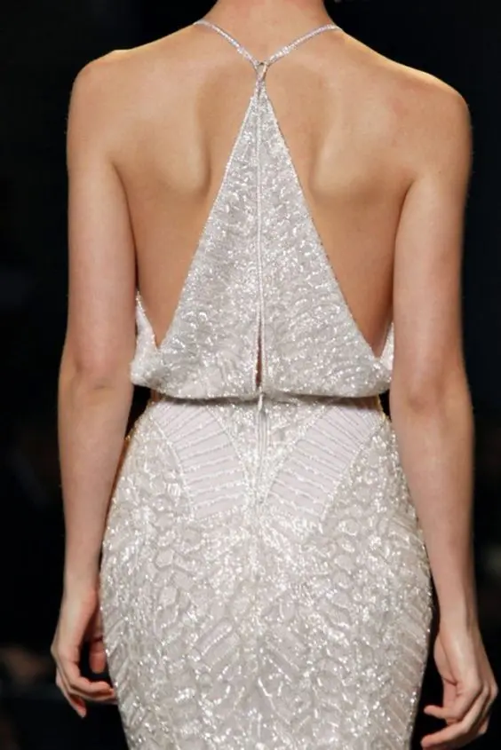 all-sparkling wedding dress with a racerback for a modern bride