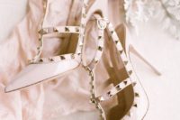 11 blush studded Valentino heels are a hot choice for any bride