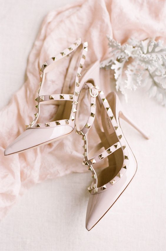 blush studded Valentino heels are a hot choice for any bride