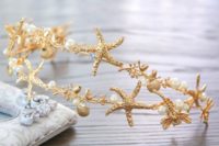 11 bridal tiara with star fish and shells