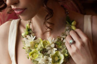 11 green and yellow bridal necklace