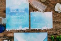 12 sea breeze coastal inspired wedding invitations in bold blue