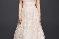 12 strapless lace blush wedding dress with beading