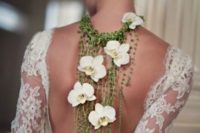 14 greenery and white orchids back necklace idea