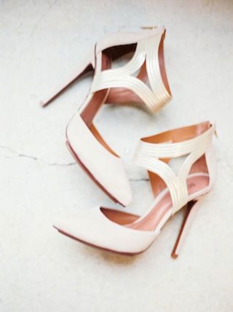 refined creamy ankle strap wedding shoes