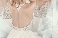16 Hayley Paige beaded chiffon wedding dress with a racerback on buttons