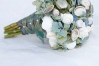 16 greenery and shell wedding bouquet