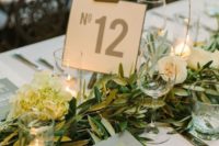 18 greenery and peony wedding table garland is a nice idea