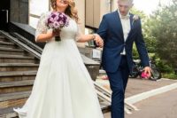 18 lace bodice wedding dress with long sleeves and a chiffon skirt