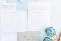 18 light blue, white and taupe wedding stationary inspired by seaglass
