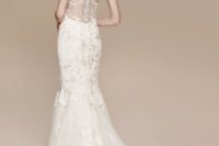 19 lace mermaid wedding dress with a train and a sparkling bead racerback