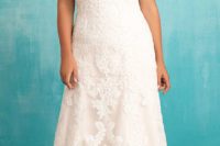 19 strapless lace A-line wedding dress in romantic blush color