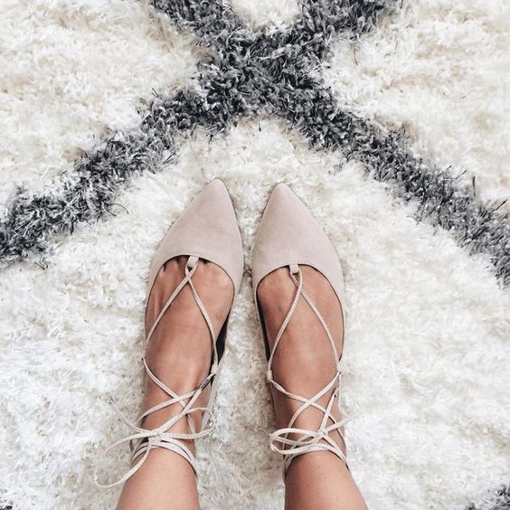 cream lace up flats are a trendy choice and they can be rocked any time