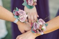 22 dusty rose corsages for the gals