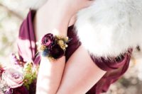 24 moody floral corsage that matches the dress