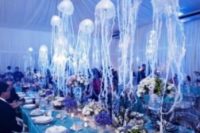26 under the sea wedding motif with hanging jellyfish table decorations