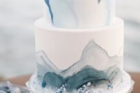 27 dusty blue and grey wedding cake inspired by the ocean itself