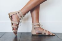 30 boho beige lace and strap sandals