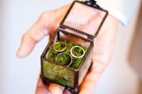 35 tiny terrarium ring box filled with moss