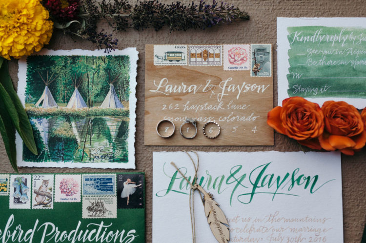 The invitation suite was made in boho and woodland style, and I love the wood-grain envelope