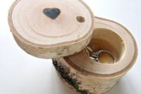 02 a birch log ring box with a cut out inside