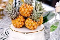 02 one tier wedding cake topped with little pineapples
