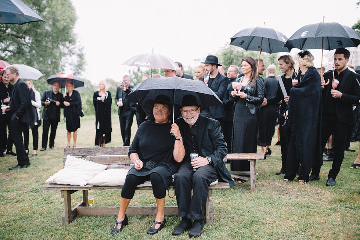 The wedding dress code was all-black plus all-white for the couple