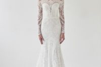 05 all-lace off the shoulder wedding dress with sleeves and a train