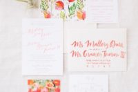 05 bold watercolor wedding invitations with flower decor