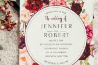 06 burgundy floral boho summer wedding invitations