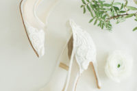 06 delicate white lace bridal heels with sheer parts look stunning