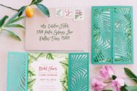 06 leaves and laser cut bold green invites look cool
