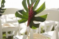 06 palm leaves and monstera wedding chair decor