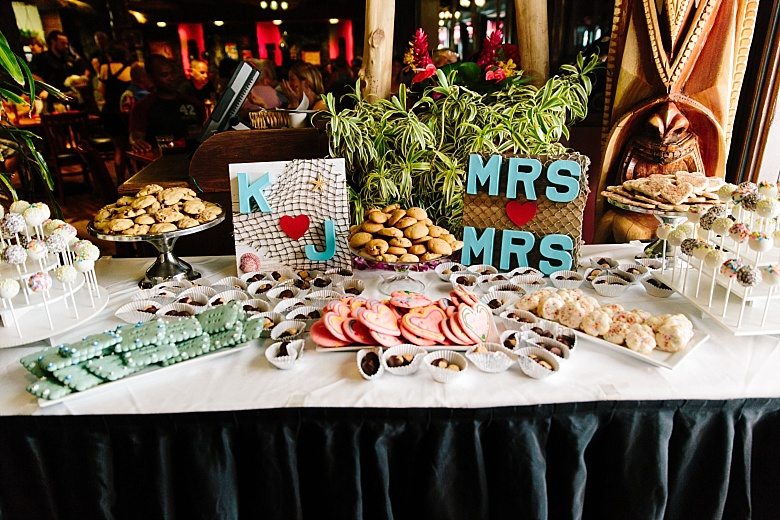 The guests made a part of the cookies and treats to help the couple save the money