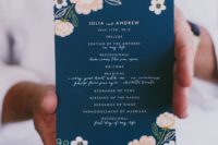 08 navy floral wedding invitations