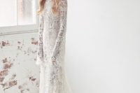 09 boho crochet lace wedding dress with sleeves and a train