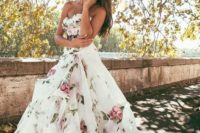 09 strapless floral print overlay wedidng ballgown is cool idea for a garden bride