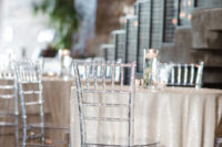10 Blush sequin tablecloths added a glam feel to the venue