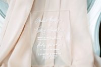 10 simple acrylic invitation with white calligraphy
